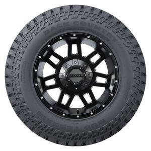 Back Country MT Tire sidewall view, black lettering